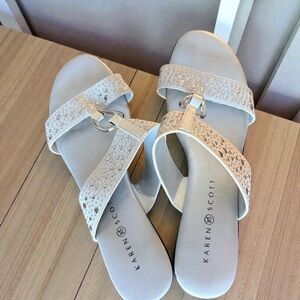 Karen Scott Embellished White Sandals
